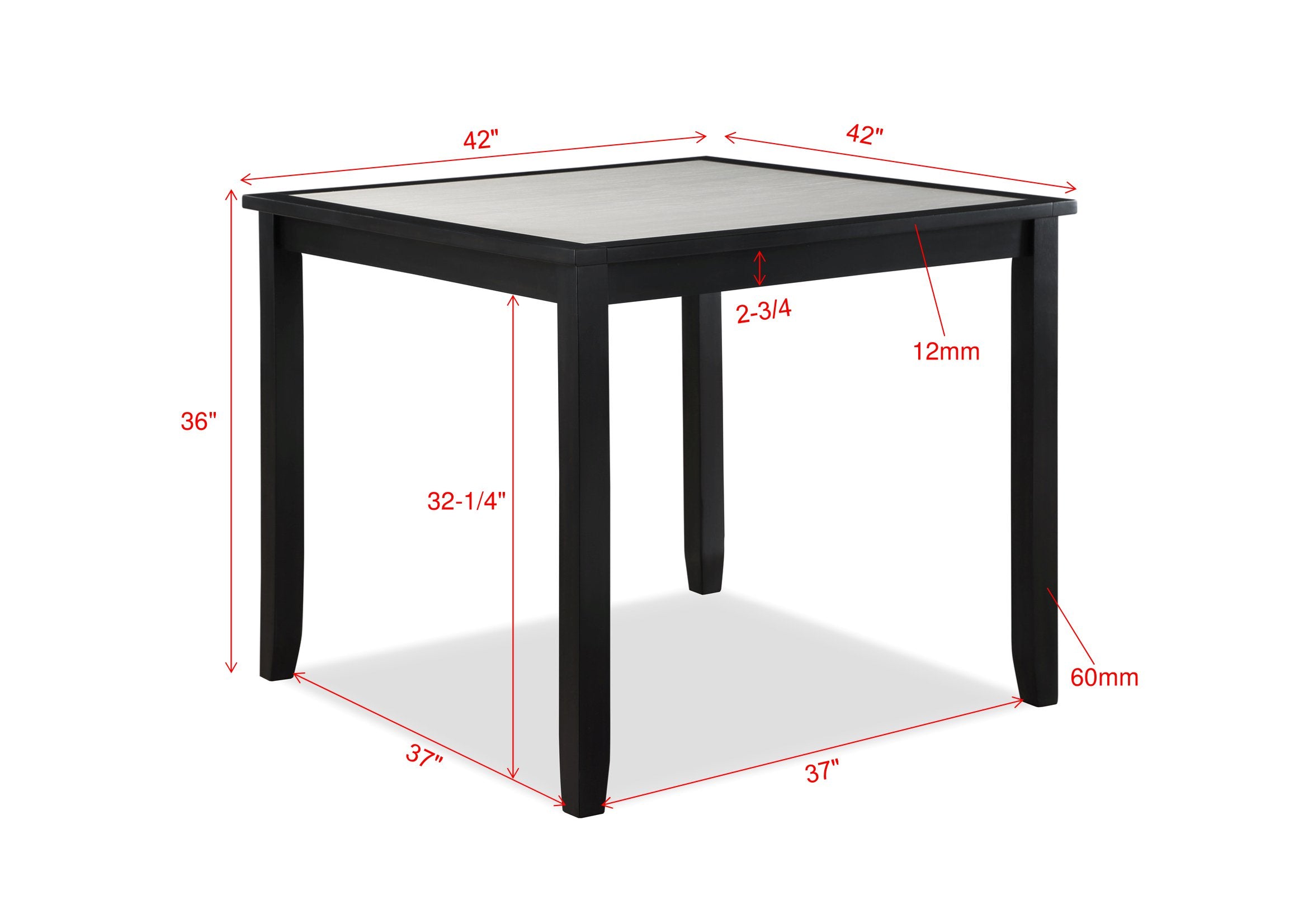 2741SET-DW 5 pc Salvador two tone black finish wood counter height 42" x 42" dining table set