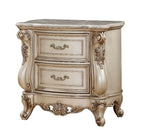 Acme 27443 Gorsedd antique white finish wood marble top 2 drawer bed side nightstand