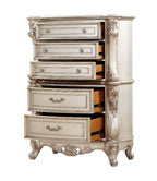 Acme 27446 Gorsedd antique white finish wood 5 drawer 42" wide 56" tall chest