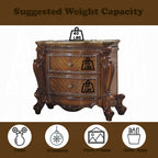 Acme 28240Q 4 pc Picardy honey oak finish wood queen bedroom set decorative carvings faux leather tufted accents