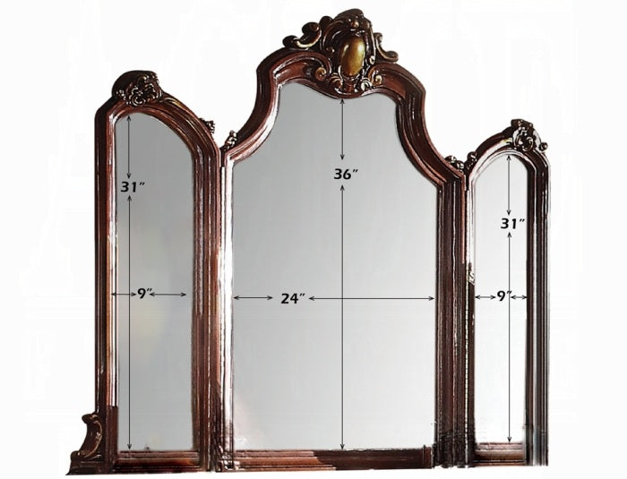 Acme 28240Q 4 pc Picardy honey oak finish wood queen bedroom set decorative carvings faux leather tufted accents