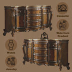 Acme 28240Q 4 pc Picardy honey oak finish wood queen bedroom set decorative carvings faux leather tufted accents