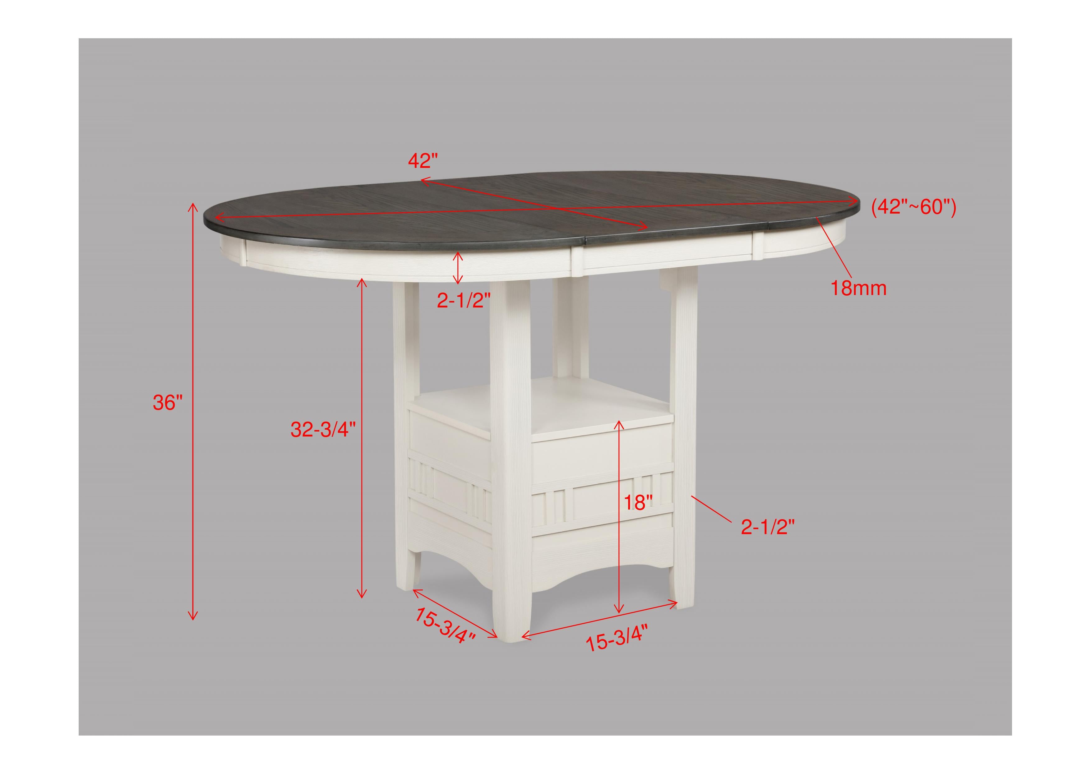 2795CG-T-4260 5 pc Winston porter renshaw hartwell chalk white grey finish wood counter height oval dining table set