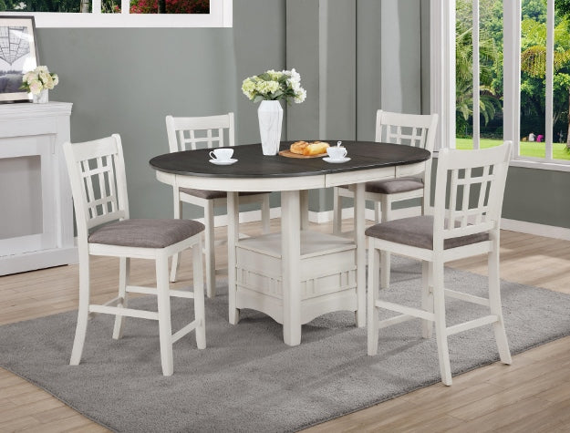 2795CG-T-4260 5 pc Winston porter renshaw hartwell chalk white grey finish wood counter height oval dining table set