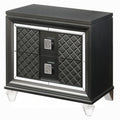27973 Sawyer metallic gray finish wood textured front panel 2 drawer nightstand acrylic legs