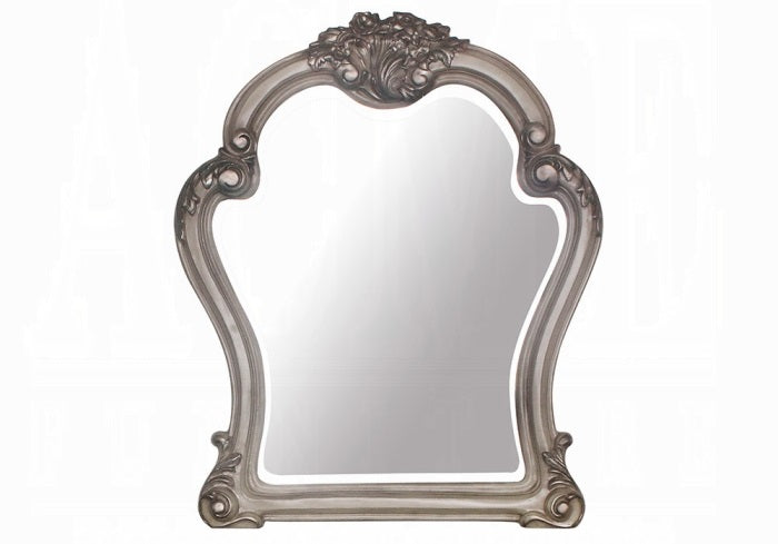 Acme 28170Q-4PC 4 pc dresden vintage bone finish wood faux leather tufted queen bedroom set decorative carvings