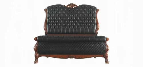 Acme 28230Q-4PC 4 pc Rosdorf park escarcega Dresden antique cherry oak finish wood queen bed set decorative carvings padded headboard and footboard