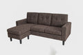Asia Direct 2833-BRN 2 pc elaine brown linen like fabric sectional sofa set reversible chaise