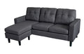 Elaine 2-Piece Grey Linen-Like Fabric Sectional Sofa with Reversible Chaise – 2833-GRY