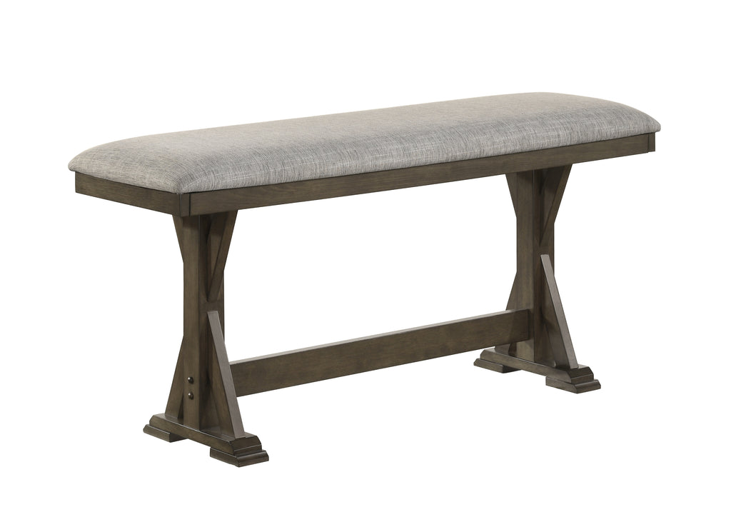 2837T-6PC 6 pc Lloyd grey finish wood counter height dining table set trestle base with bench