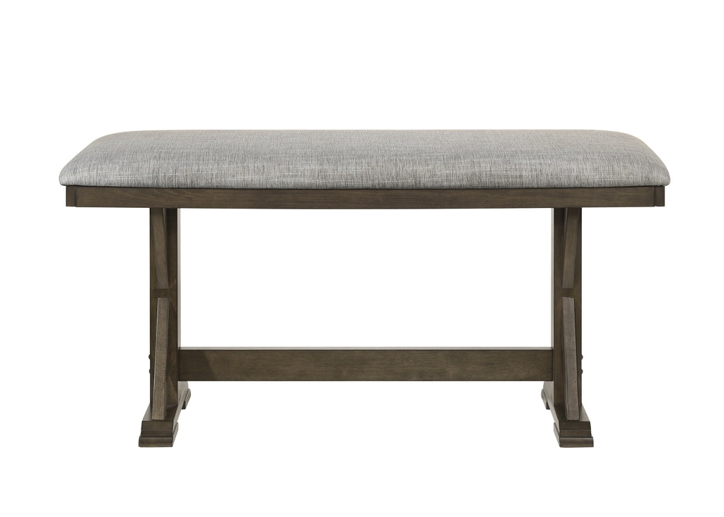 2837T-6PC 6 pc Lloyd grey finish wood counter height dining table set trestle base with bench