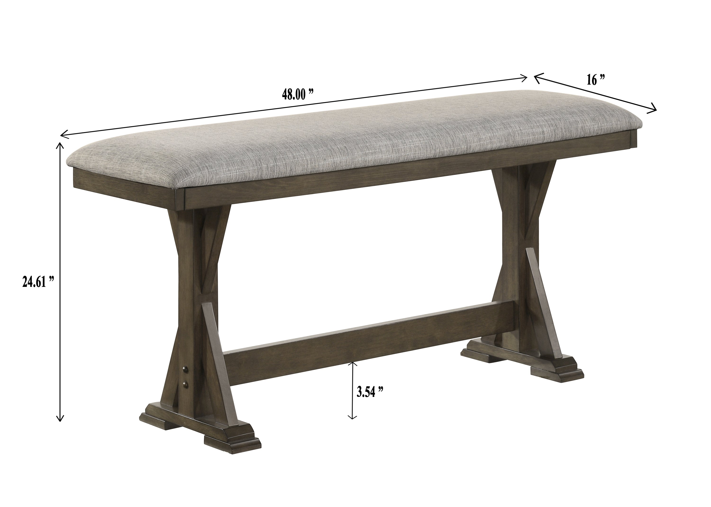 2837T-6PC 6 pc Lloyd grey finish wood counter height dining table set trestle base with bench