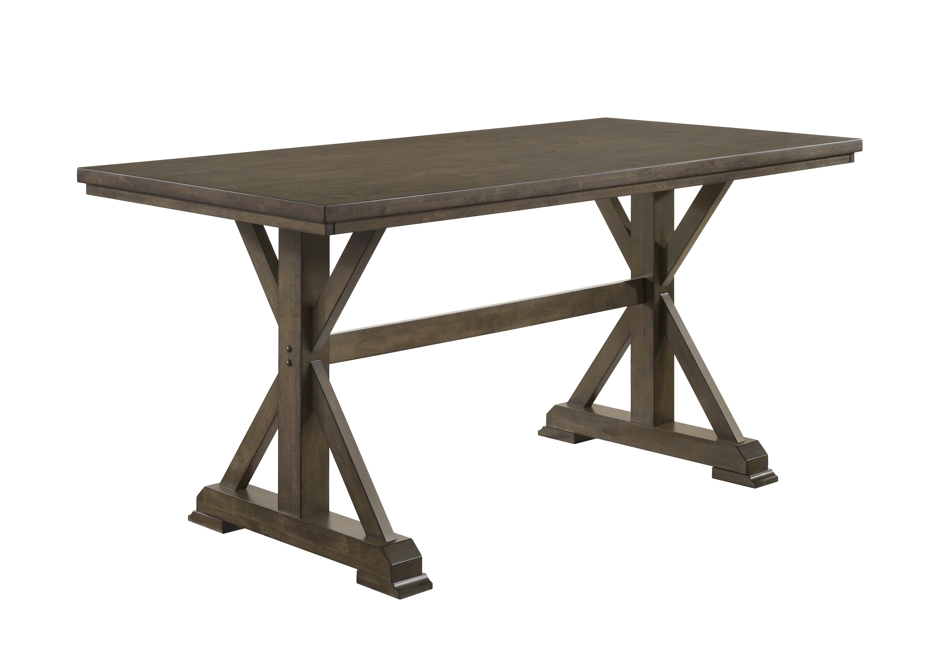 2837T-6PC 6 pc Lloyd grey finish wood counter height dining table set trestle base with bench