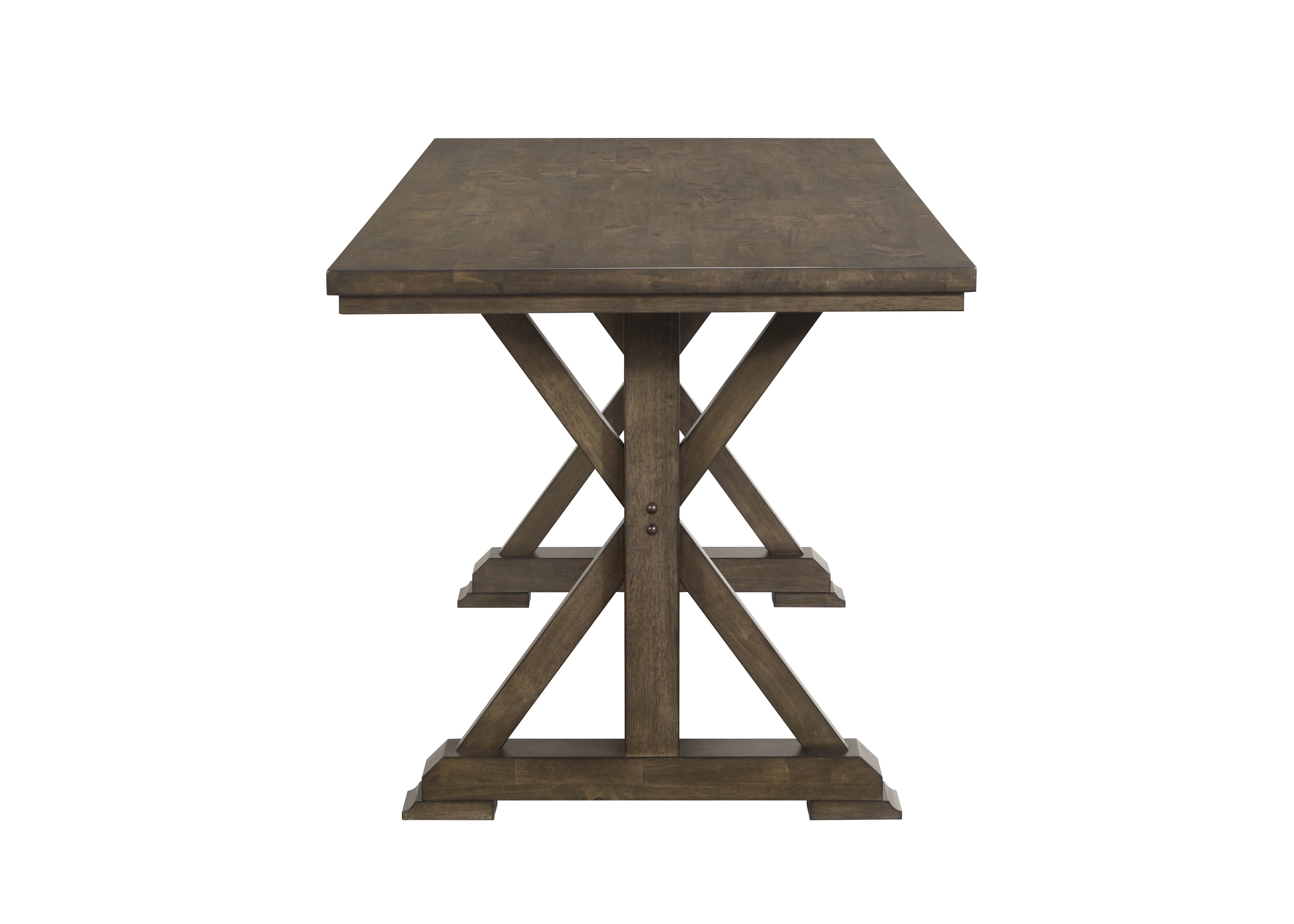 2837T-6PC 6 pc Lloyd grey finish wood counter height dining table set trestle base with bench