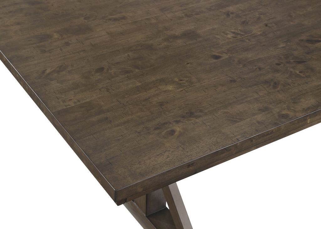 2837T-6PC 6 pc Lloyd grey finish wood counter height dining table set trestle base with bench