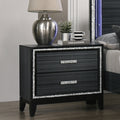 Acme 28433 Haiden weathered black finish wood shimmering silver accent trim 2 drawer nightstand