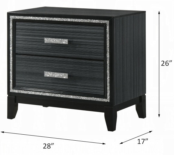 Acme 28430Q 4 pc Orren ellis Achyuth haiden weathered black finish wood LED lighting queen bedroom set