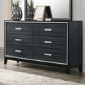 Acme 28435 Haiden weathered black finish wood shimmering silver accent trim 6 drawer dresser