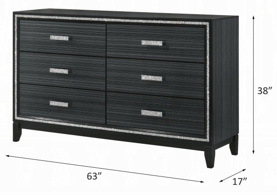 Acme 28430Q 4 pc Orren ellis Achyuth haiden weathered black finish wood LED lighting queen bedroom set