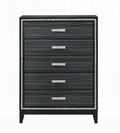 Acme 28436 Haiden weathered black finish wood shimmering silver accent trim 5 drawer tall chest