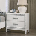 Acme 28453 Haiden white finish wood shimmering silver accent trim 2 drawer nightstand