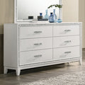 Acme 28455 Haiden white finish wood shimmering silver accent trim 6 drawer dresser
