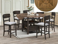 2848 7 pc Oakley two tone wood finish baked brown round counter height round drop leaf dining table set