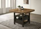 2848 7 pc Oakley two tone wood finish baked brown round counter height round drop leaf dining table set