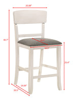 2849CG 7 pc Conner two tone chalk white and grey wood finish 60" round counter height drop leaf dining table set