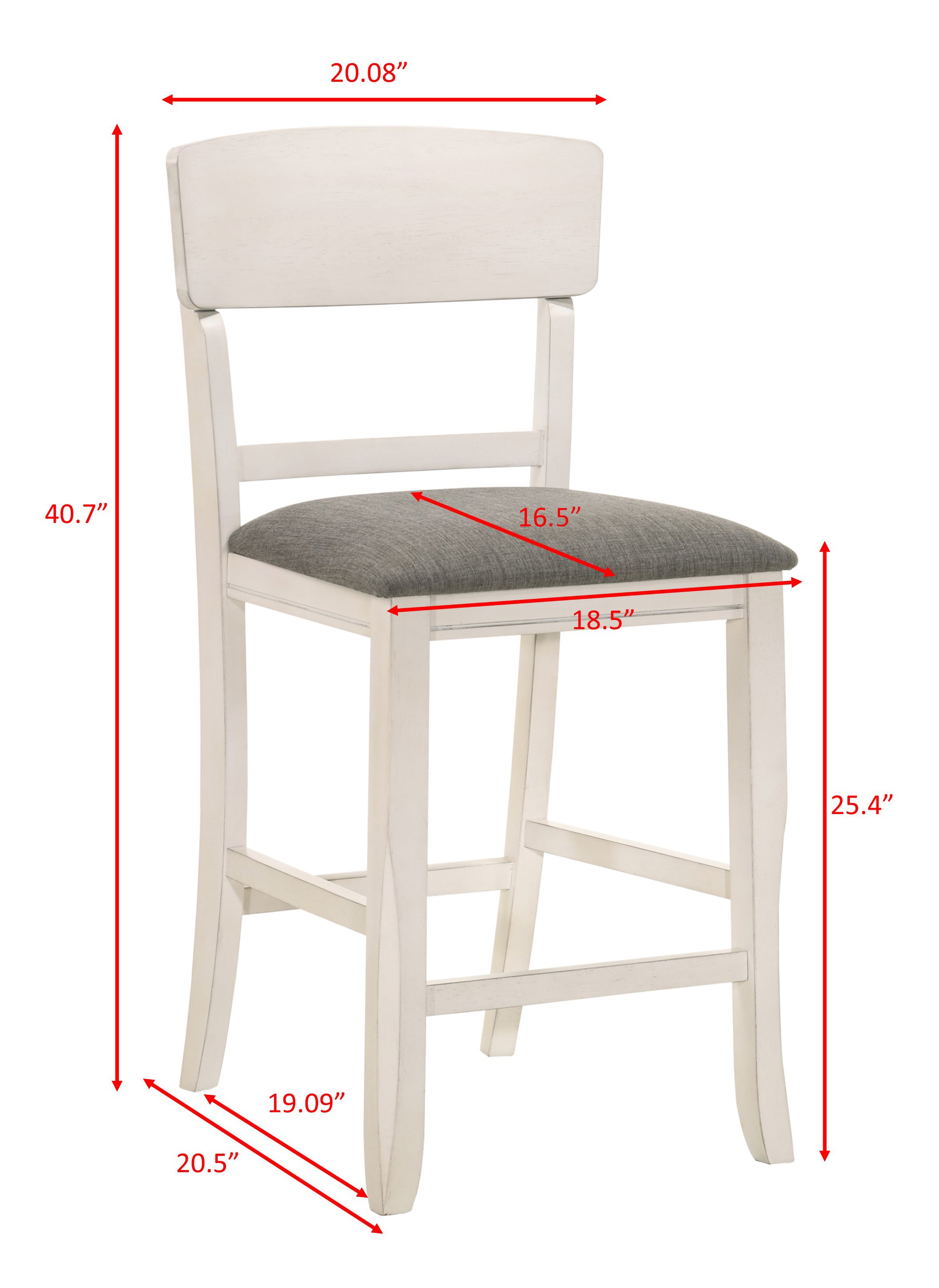 2849CG 7 pc Conner two tone chalk white and grey wood finish 60" round counter height drop leaf dining table set