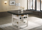 2849CG 7 pc Conner two tone chalk white and grey wood finish 60" round counter height drop leaf dining table set