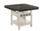 2849CG 7 pc Conner two tone chalk white and grey wood finish 60" round counter height drop leaf dining table set