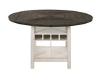 2849CG 7 pc Conner two tone chalk white and grey wood finish 60" round counter height drop leaf dining table set