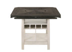 2849CG 7 pc Conner two tone chalk white and grey wood finish 60" round counter height drop leaf dining table set