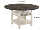 2849CG 7 pc Conner two tone chalk white and grey wood finish 60" round counter height drop leaf dining table set