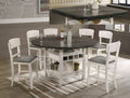 2849CG 7 pc Conner two tone chalk white and grey wood finish 60" round counter height drop leaf dining table set