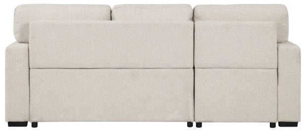Homelegance 9630BE-2LRC 2 pc Monterey beige boucle fabric sectional sofa pop up sleep area storage chaise and drop down table tray