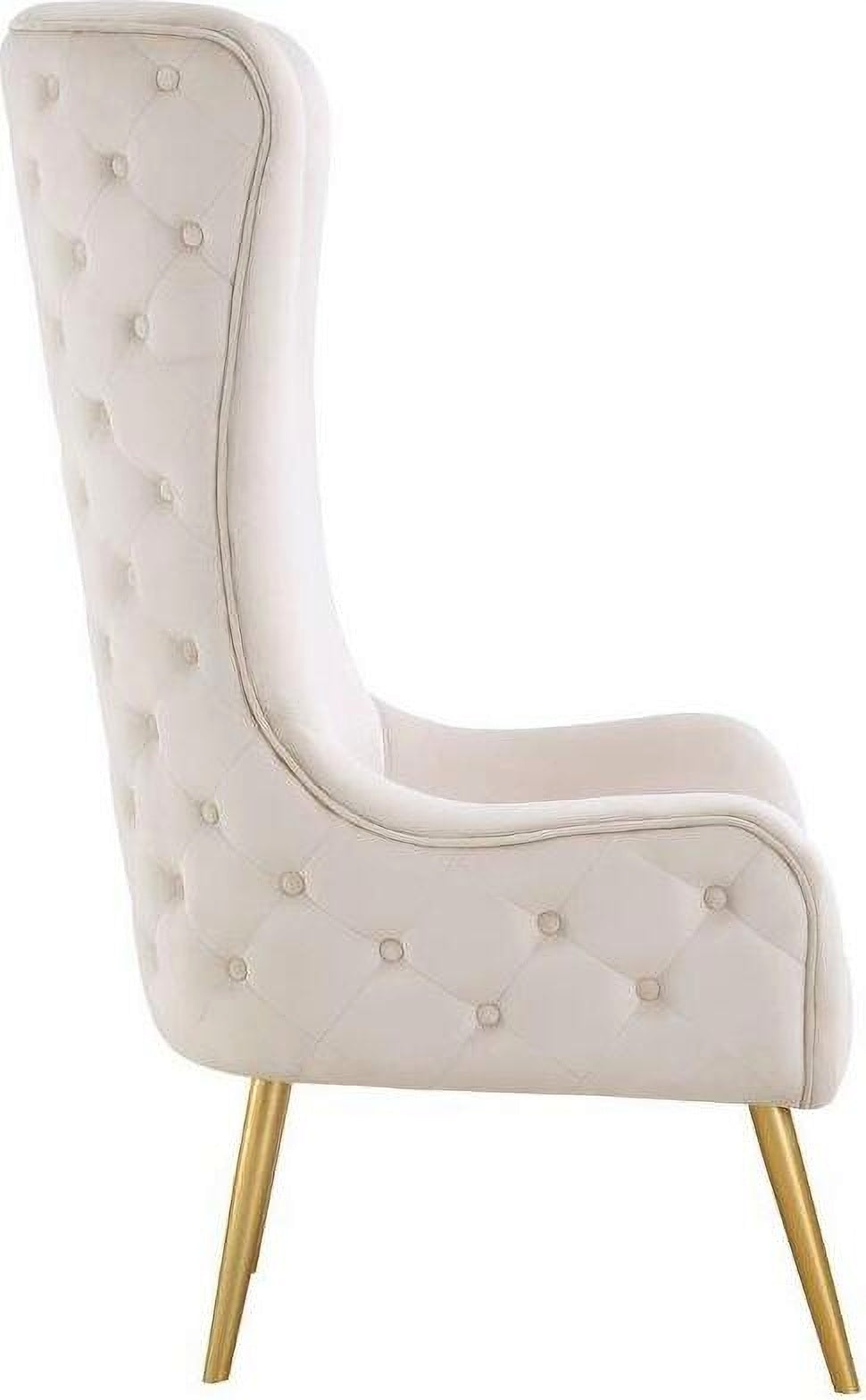Best Master VT003-BG  Red barrel studio hercules High back beige velvet fabric living room accent arm chair gold legs