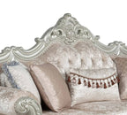 Best master TLR02-2PC 2 pc Regal royal traditional style champagne tone fabric antique white finish wood Sofa and Love seat set