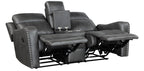 Homelegance Hazen Dark Grey Faux Leather Reclining Sofa & Love Seat Set – 9515DGY-SL