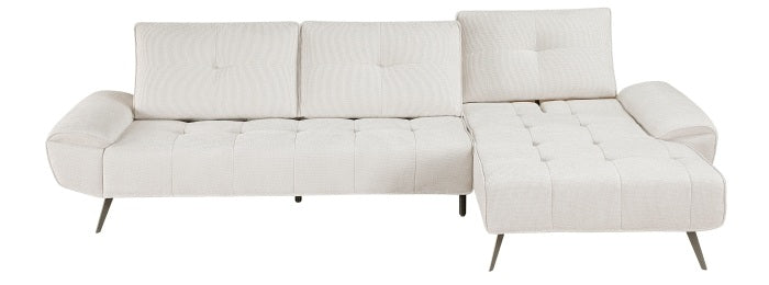 Homelegance 8400BEG-22LRC 2 pc Pleasure beige chenille fabric sectional sofa set adjustable back rests