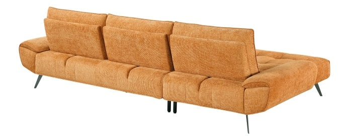 Homelegance 8400RNG-2LC2R 2 pc Pleasure orange chenille fabric sectional sofa set adjustable back rests