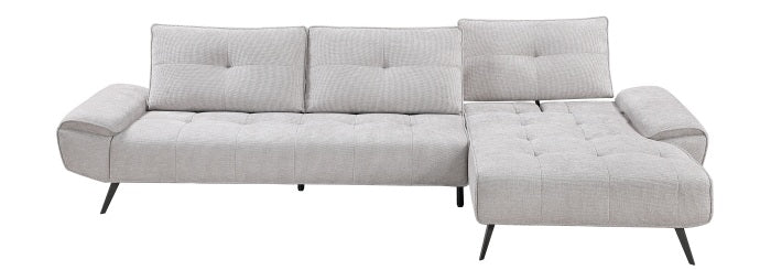 Homelegance 8400LTG-22LRC 2 pc Pleasure light grey chenille fabric sectional sofa set adjustable back rests