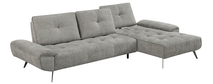 Homelegance 8400DVG-22LRC 2 pc Pleasure dove grey chenille fabric sectional sofa set adjustable back rests