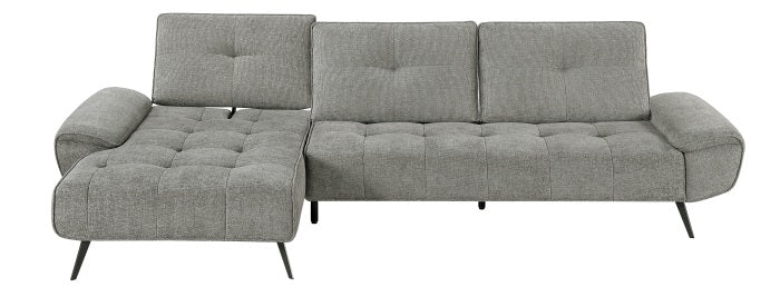Homelegance 8400DVG-2LC2R 2 pc Pleasure dove grey chenille fabric sectional sofa set adjustable back rests