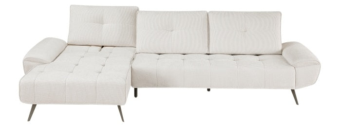 Homelegance 8400BEG-2LC2R 2 pc Pleasure beige chenille fabric sectional sofa set adjustable back rests