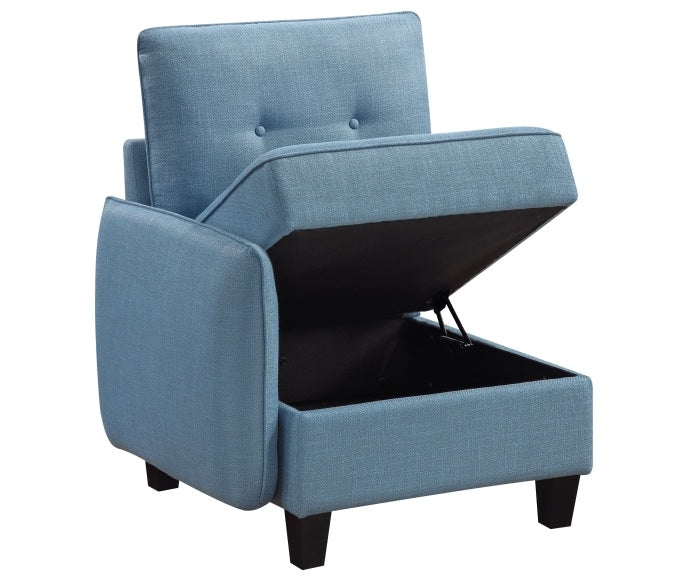 Homelegance 9557BUE-6SCOT  6 pc Garren blue textured fabric modular sectional sofa storage under seat and storage ottoman