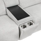 9455CLD-7LRRRPWH  7 pc McPherson cloud colored durable chenille fabric modular power reclining and power headrest sectional sofa