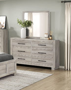 Homelegance 2332-4PC 4 pc Everett light driftwood grey finish wood storage headboard queen bedroom set LED, Bluetooth sound and USB plugs