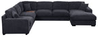 89295-1 4 pc Celine dark grey chenille fabric 128" modular sectional sofa set with chaise and cup holders wtih USB charging